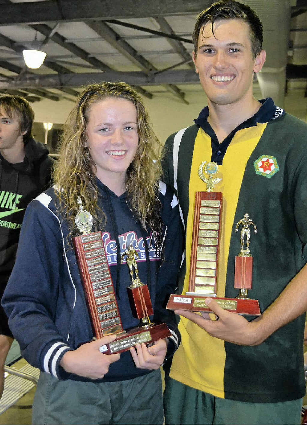 The star female and male swimmers for the Warwick All Schools carnival were Assumption College students Dimity Brackin and Anthony Bannister. The star female and male swimmers for the Warwick All Schools carnival were Assumption College students Dimity Brackin and Anthony Bannister.